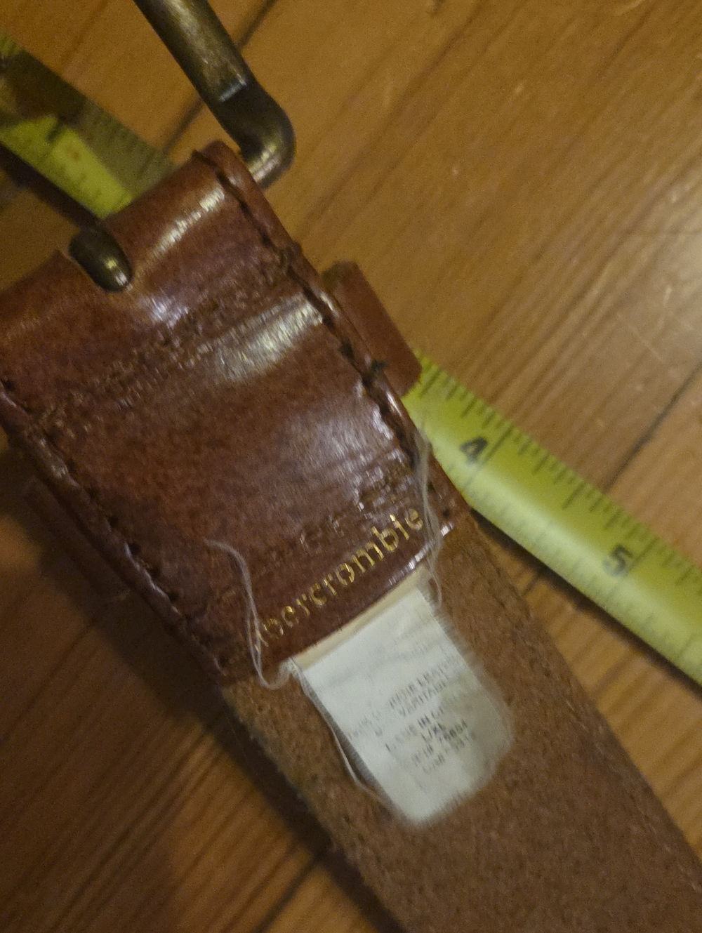 Abercrombie Brown Leather Belt with Brass Buckle 38 In. Vintage